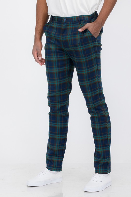 Blue Plaid Trouser Pants