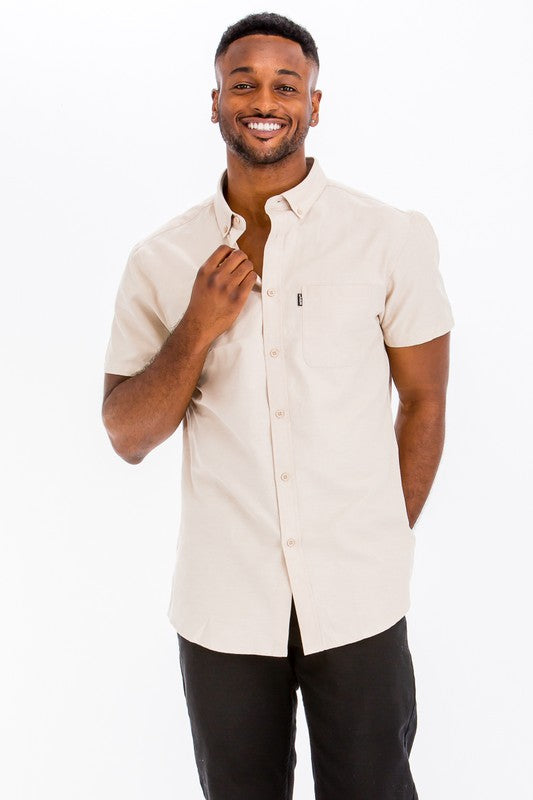 Casual Short Sleeve Solid Shirts