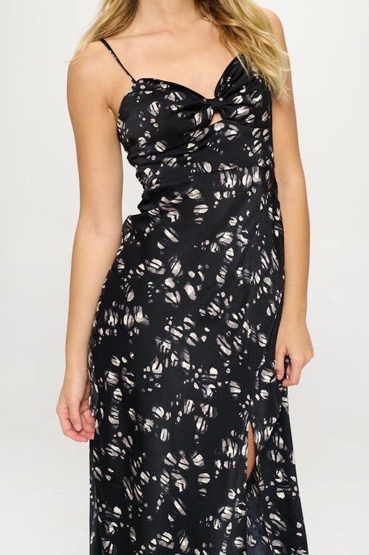 Satin floral maxi dress