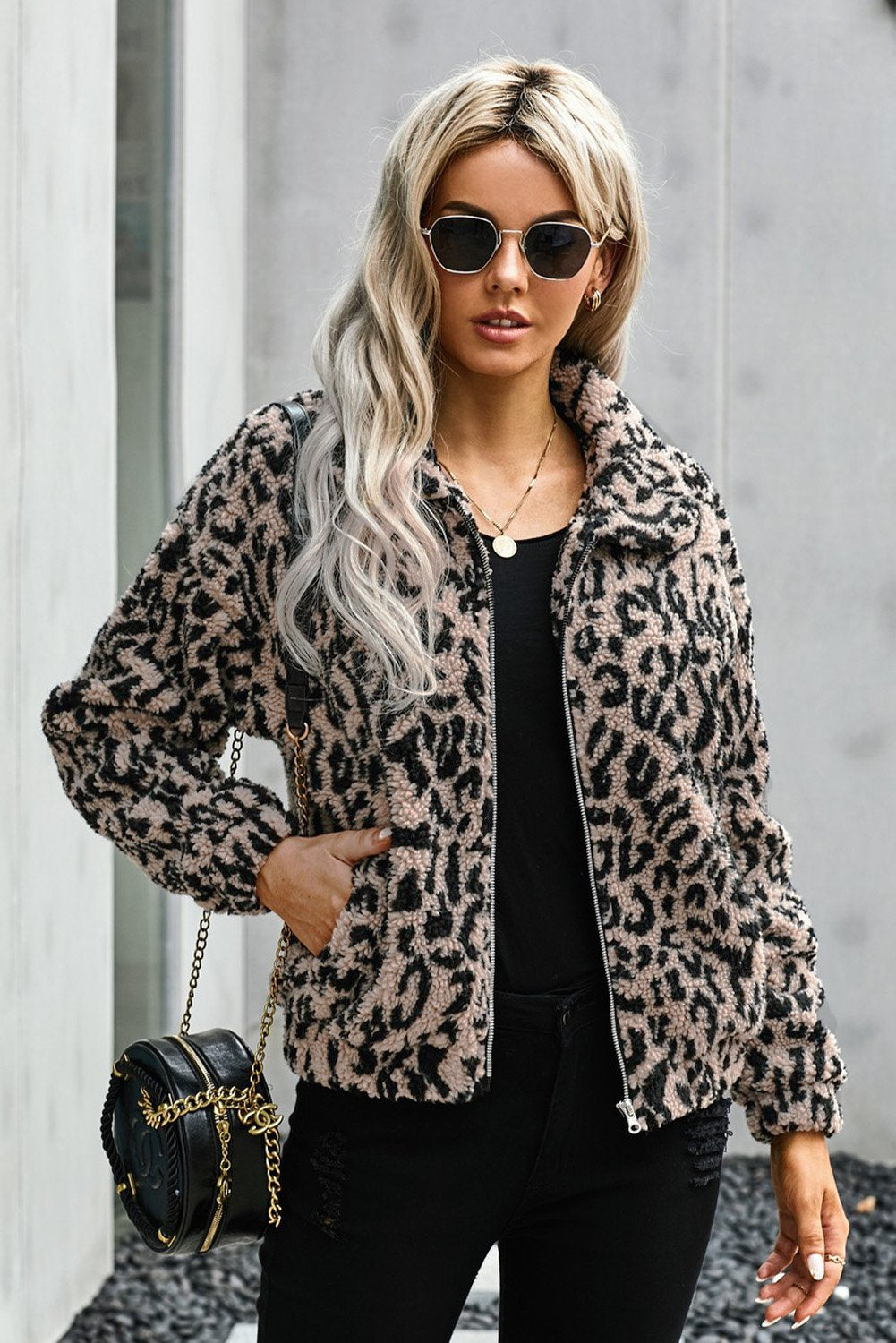 Print Sherpa Jacket Coat