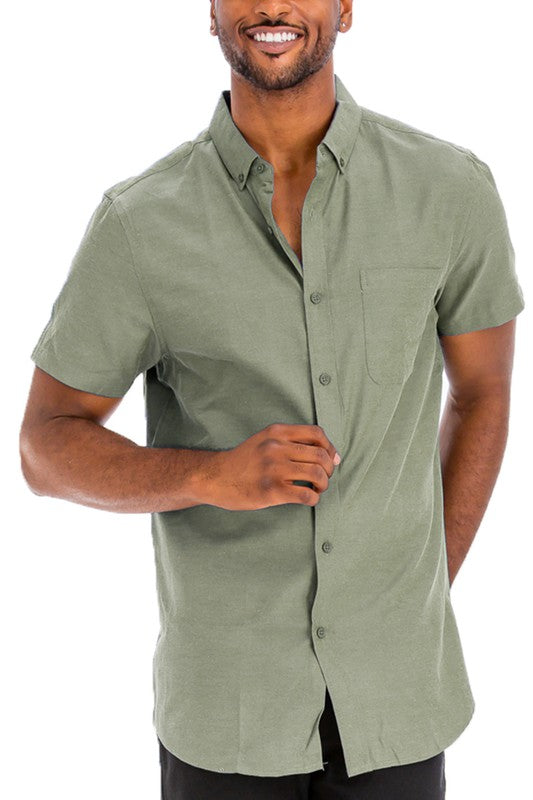 Casual Short Sleeve Solid Shirts