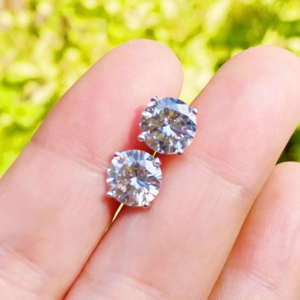 Exceptional Cut Sterling Silver Stud Earrings