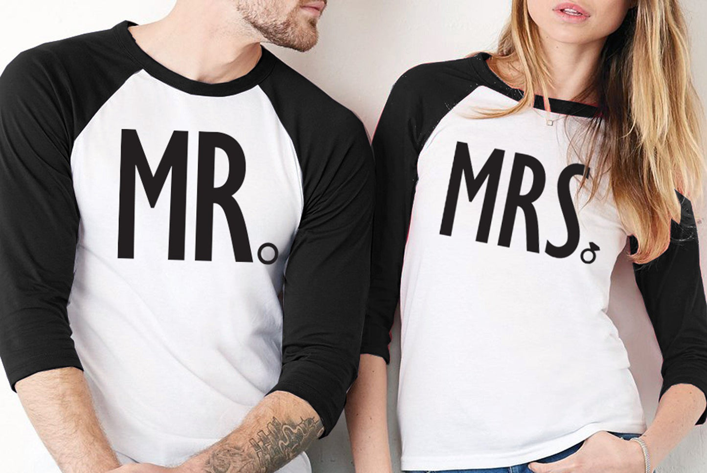 MRS Bride Shirt & MR Groom Baseball Tees Set