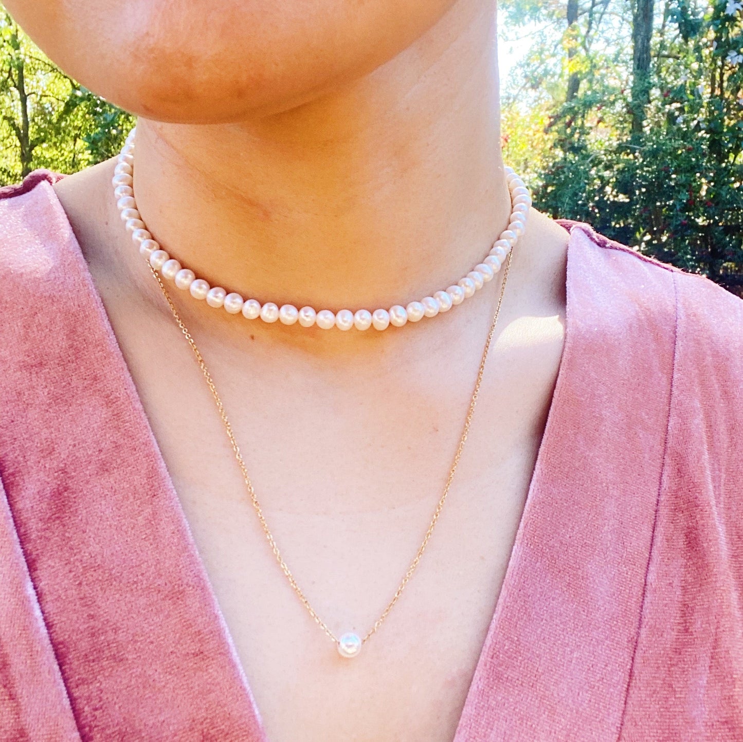 Dainty Single Pearl Necklace