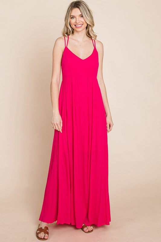 Beach Maxi Bridesmaid Dress with Criss Cross Back