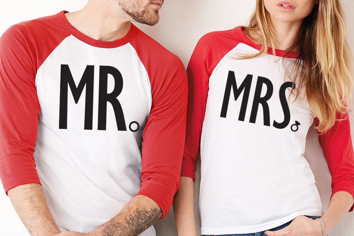 MRS Bride Shirt & MR Groom Baseball Tees Set