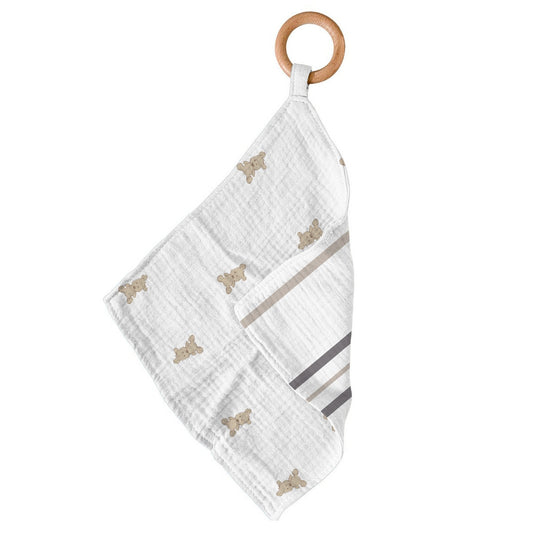 Teddy Bear & Grey Stripe Blankie Teether