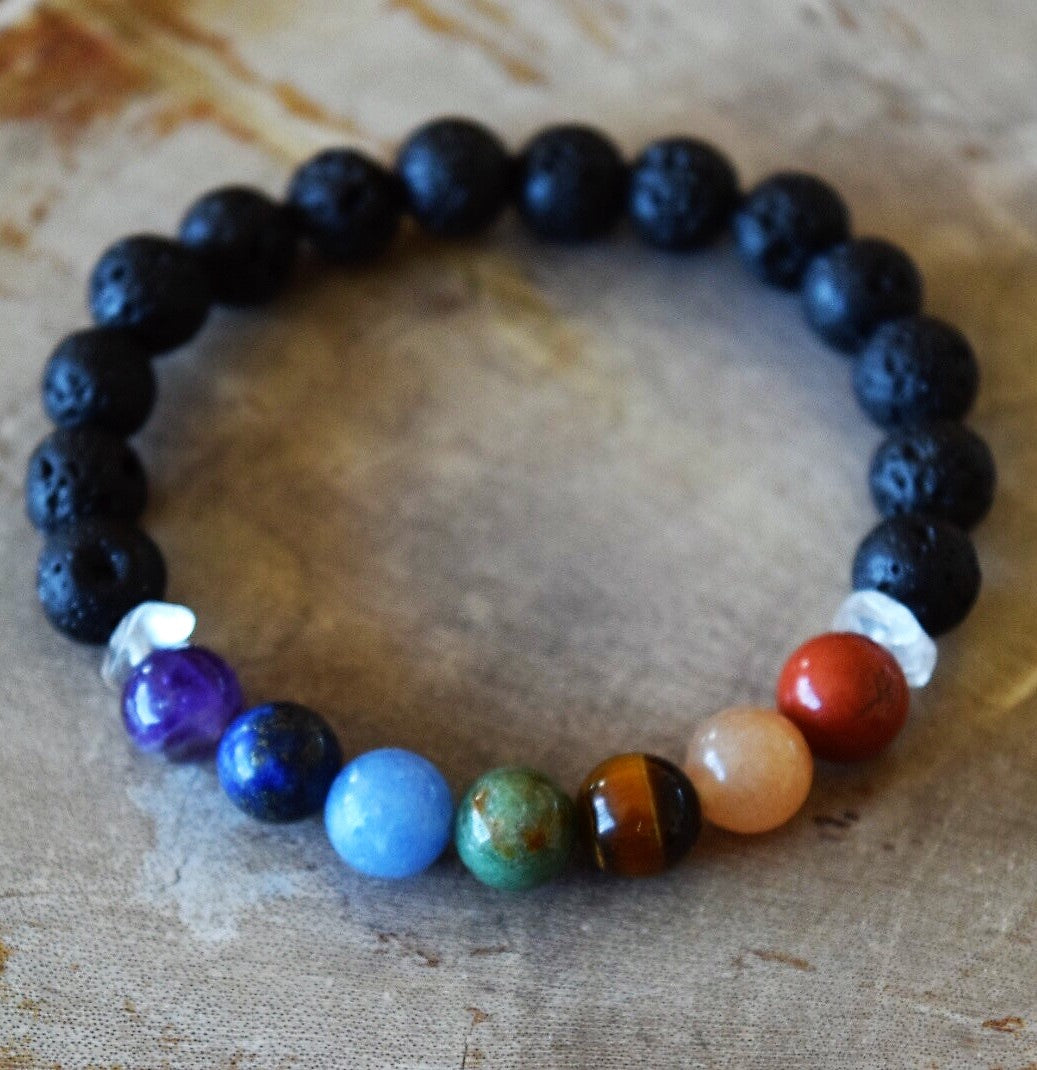 Chakra Diffuser Bracelet with Genuine Gemstones!