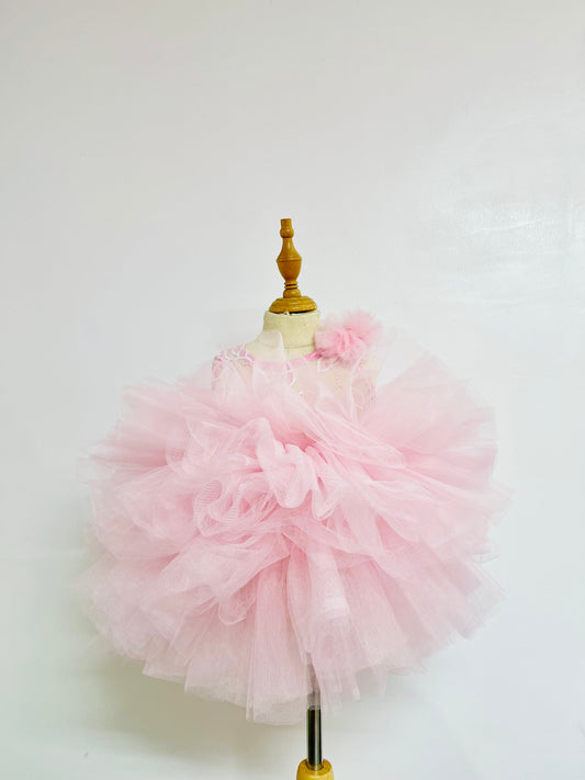 Pink First Birthday Baby Girl’ Dress