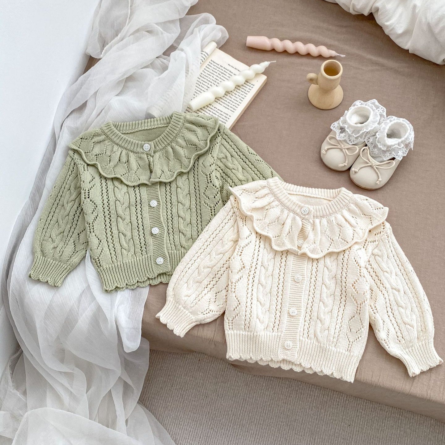 Autumn New Arrival Baby Kids Girls Comfortable Solid Color Jacquard